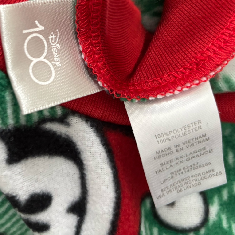 Disney Mickey Mouse Pajama Set Christmas Fleece Unisex Pajamas Size XXL - Picture 8 of 9